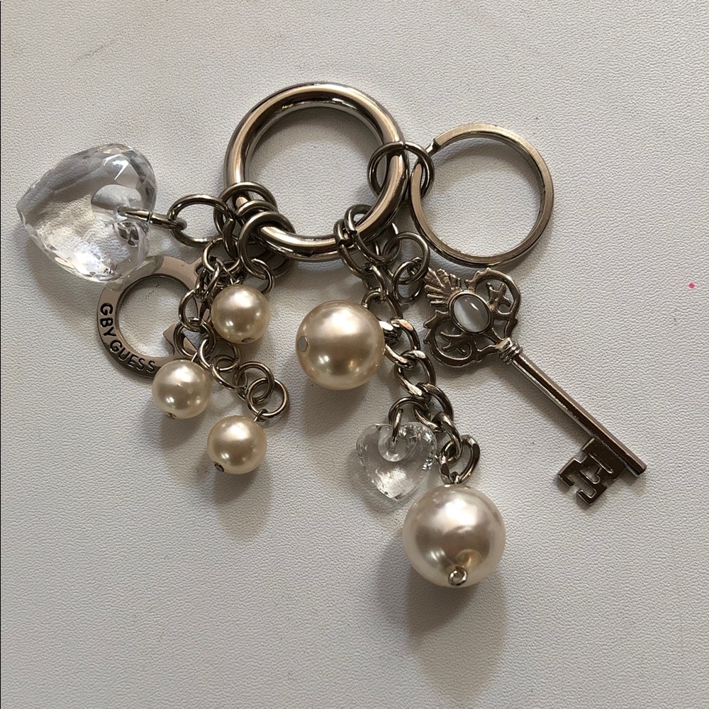 Vintage y2k Guess keychain with charms hearts and a key